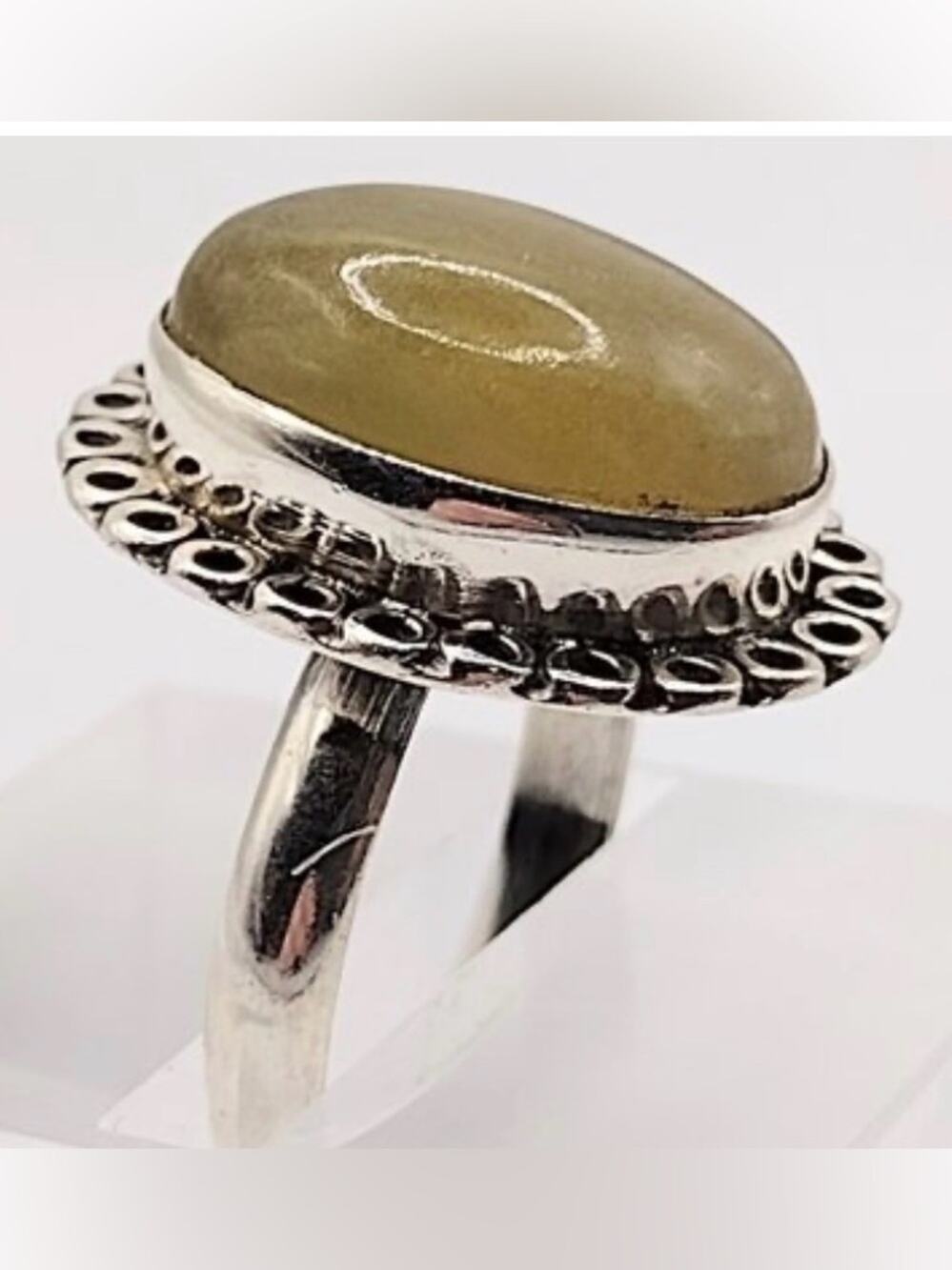 Sterling Silver Fluorite Oval Cabochon Ring Size 8.25